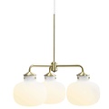 Kronleuchter 3-armig E27 max. 25W Opalweißglas, Metallrahmen, Höhe 55 cm, Breite 57 cm, IP20