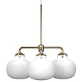 Lámpara araña 3 brazos E27 máx. 25W cristal opal blanco, estructura metálica, altura 55 cm, ancho 57 cm, IP20