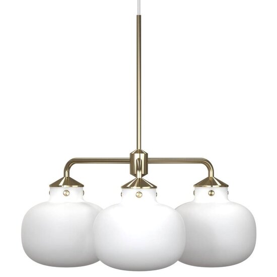 Lámpara araña 3 brazos E27 máx. 25W cristal opal blanco, estructura metálica, altura 55 cm, ancho 57 cm, IP20