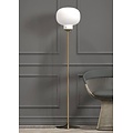 Stehleuchte mit Schirm aus Opalweißglas, Metallfuß, E27-Fassung, max. 15W, Leuchtmittel nicht enthalten, 150 cm, IP20