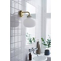 Aplique de vidrio blanco ópalo con cable textil blanco, casquillo E27, IP20, altura 25,7 cm, diámetro 20 cm
