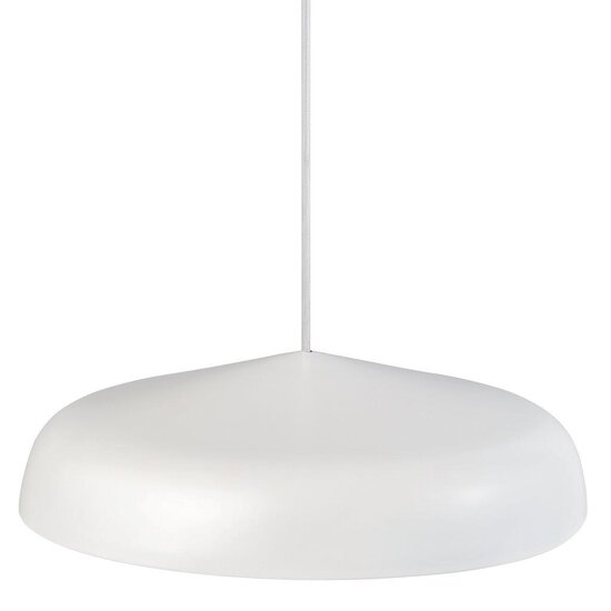 Pendant lamp Ø40 cm, white, metal and plastic, incl. 20W LED module 230V, dimmable, white textile cable 300 cm, IP20