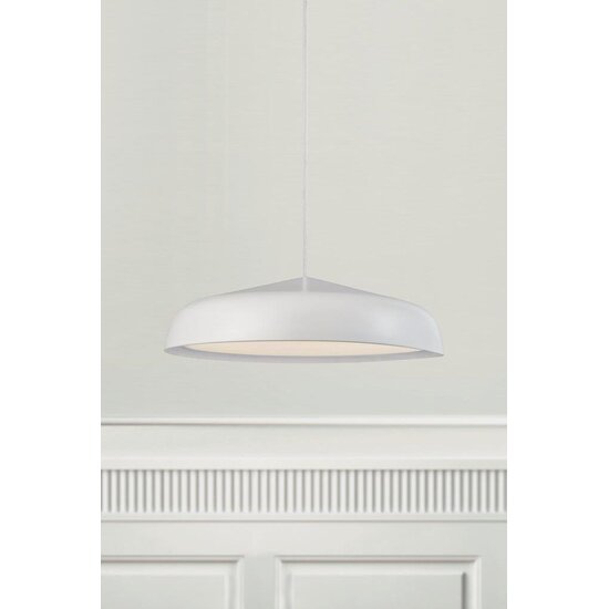 Pendelleuchte Ø40 cm, weiß, Metall und Kunststoff, LED-Modul 20W 230V, dimmbar, weißes Textilkabel 300 cm, IP20