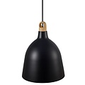 Pendelleuchte aus Metall und Holz, Ø29 cm, schwarz, E27-Fassung max. 60W, dimmbar mit kompatibler Lampe, IP20