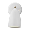 Applique murale rétro, bras pivotant, blanc/télégris, douille GU10 max 6W, IP20, abat-jour 10 cm, câble 250 cm