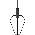 Suspension design avec 4 points lumineux GU10, dimmable, abat-jour en métal noir, hauteur 47,5 cm, diamètre 27,5 cm, IP20.