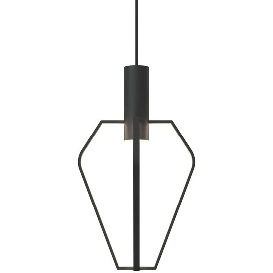 Design hanglamp met 4 GU10-lichtpunten, dimbaar, zwarte metalen kap, hoogte 47,5 cm, kapdiameter 27,5 cm, IP20.