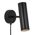 Wandleuchte, zylindrisch und verstellbar, schwarzes Metall, GU10-Fassung max. 8W, IP20, 20 cm hoch