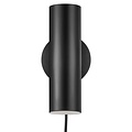 Wandleuchte, zylindrisch und verstellbar, schwarzes Metall, GU10-Fassung max. 8W, IP20, 20 cm hoch