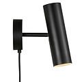 Wandleuchte, zylindrisch und verstellbar, schwarzes Metall, GU10-Fassung max. 8W, IP20, 20 cm hoch