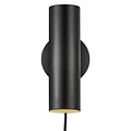 Wandleuchte, zylindrisch und verstellbar, schwarzes Metall, GU10-Fassung max. 8W, IP20, 20 cm hoch