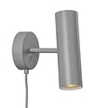 Verstellbare Zylinder-Wandleuchte aus grauem Metall, GU10-Fassung max. 8W, IP20, Höhe 20 cm, Kabel 200 cm
