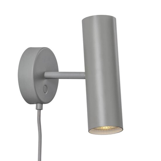 Verstellbare Zylinder-Wandleuchte aus grauem Metall, GU10-Fassung max. 8W, IP20, Höhe 20 cm, Kabel 200 cm