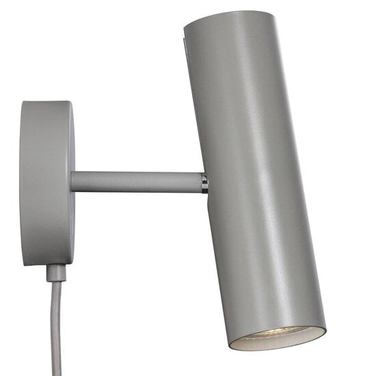 Wandlamp cilinder verstelbaar, grijs metaal, GU10-fitting max. 8W, IP20, hoogte 20 cm, kabel 200 cm