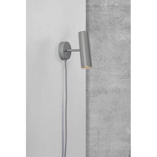 Applique murale cylindrique orientable, gris métal, douille GU10 max 8W, IP20, hauteur 20 cm, câble 200 cm