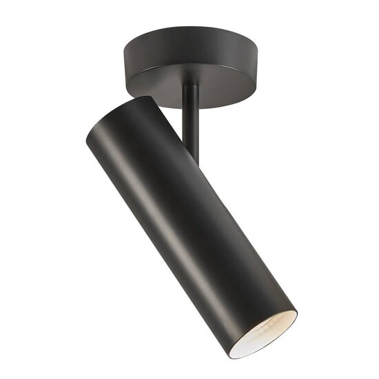 Nordlux plafonnier minimaliste noir, dimmable, largeur 10cm, abat-jour Ø6cm, douille GU10
