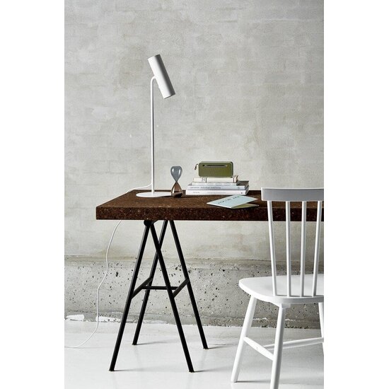 Lámpara de mesa cilíndrica ajustable, metal blanco, GU10 máx. 8W (bombilla no incluida), altura 66 cm, IP20, regulable con bombilla compatible