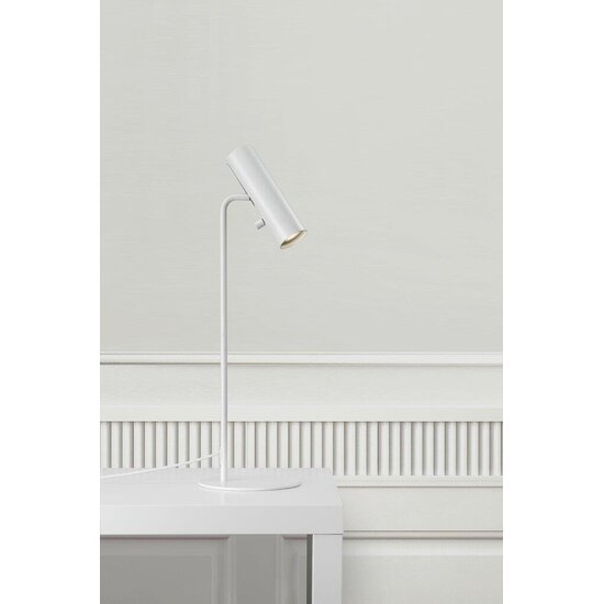 Lámpara de mesa cilíndrica ajustable, metal blanco, GU10 máx. 8W (bombilla no incluida), altura 66 cm, IP20, regulable con bombilla compatible