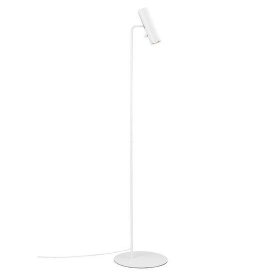 Nordlux lampadaire scandinave blanc, fin et orientable, hauteur 141cm, abat-jour Ø6cm, douille GU10