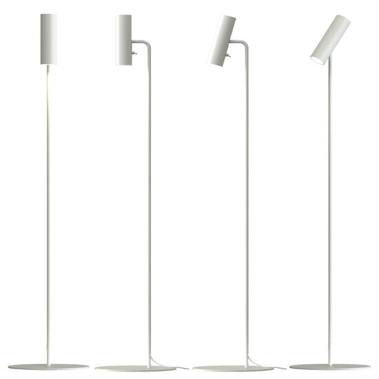 Nordlux lampadaire scandinave blanc, fin et orientable, hauteur 141cm, abat-jour Ø6cm, douille GU10