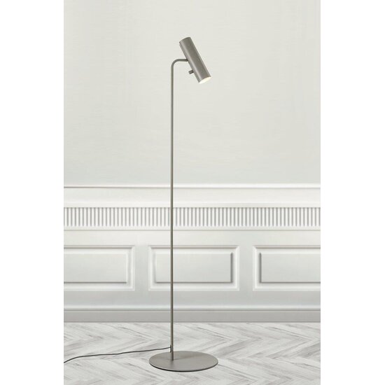 Lampadaire design scandinave, orientable, métal gris, 141 cm, douille GU10, gradable