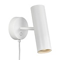 Lámpara de pared orientable de metal, blanca, con casquillo GU10 (máx. 8W), IP20 y cable reemplazable de 200 cm