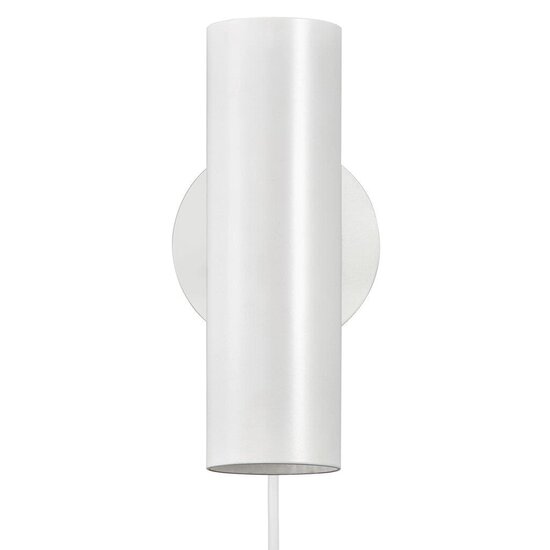 Applique murale orientable en métal blanc, douille GU10 (max. 8W), IP20 et câble amovible de 200 cm