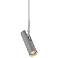Lámpara de techo cilíndrica en metal gris, altura 27 cm, casquillo GU10 máx. 8W, IP20, regulable con bombilla compatible, cable 300 cm