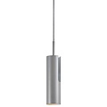 Lámpara de techo cilíndrica en metal gris, altura 27 cm, casquillo GU10 máx. 8W, IP20, regulable con bombilla compatible, cable 300 cm