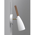 Applique murale cylindrique orientable en métal blanc avec détail en bois, douille GU10 max 8W, gradable