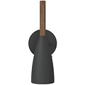 Adjustable wall lamp in black metal with wood detail, GU10 socket (bulb excl.), height 26 cm, dimmable with compatible bulb, IP20