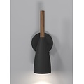 Adjustable wall lamp in black metal with wood detail, GU10 socket (bulb excl.), height 26 cm, dimmable with compatible bulb, IP20