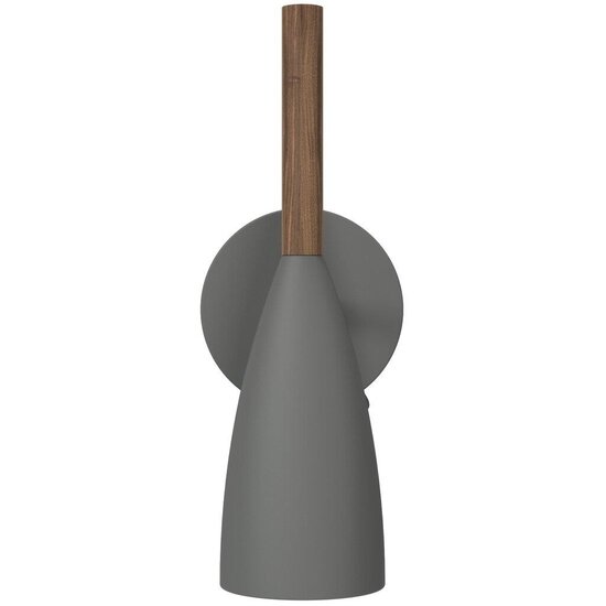 Nordlux slim, adjustable wall lamp grey, height 26cm, shade Ø7.5cm, GU10, wood and metal