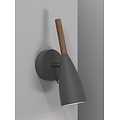 Nordlux slim, adjustable wall lamp grey, height 26cm, shade Ø7.5cm, GU10, wood and metal