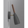 Nordlux schlanke, verstellbare Wandleuchte grau, Höhe 26cm, Schirm Ø7,5cm, GU10, Holz und Metall