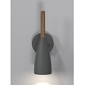 Nordlux slim, adjustable wall lamp grey, height 26cm, shade Ø7.5cm, GU10, wood and metal
