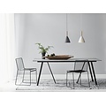 Weiße Pendelleuchte mit Metallrahmen und Holzdetail, E27-Fassung max. 40W, Ø20 cm, H35 cm, IP20, dimmbar mit kompatibler Lampe