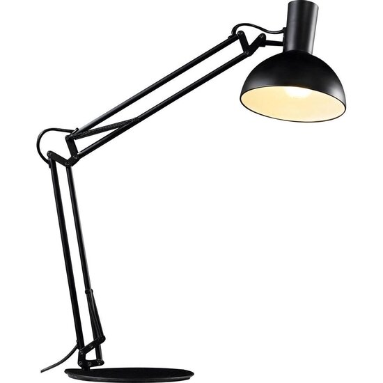 Tafel-, wand- en bureaulamp zwart metaal, 52 cm, E27, dimbaar met geschikte lamp, IP20, lichtbron niet inbegrepen.