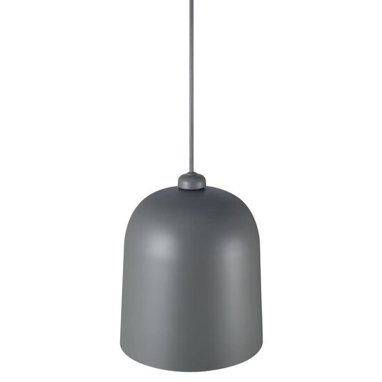Angle 25 Pendelleuchte E27, graues Metall mit schwenkbarem Schirm, 300 cm graues Textilkabel, Höhe 31,5 cm, IP20