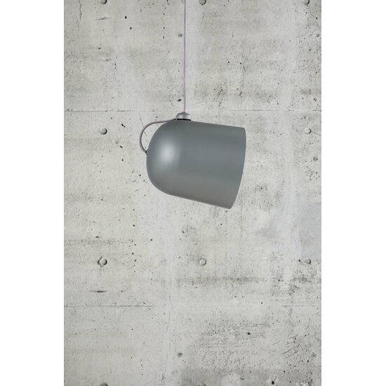Angle 25 Pendelleuchte E27, graues Metall mit schwenkbarem Schirm, 300 cm graues Textilkabel, Höhe 31,5 cm, IP20