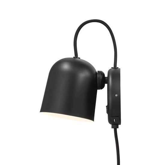 Angle GU10 wall light, adjustable and directional, grey metal with plastic detail, IP20, height 19.1 cm, bulb not included