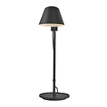 Schwarze Tischlampe aus Metall und Aluminium mit E27-Fassung, max. 40W, Höhe 53,1 cm, Schirm Ø15 cm, IP20, Textilkabel 250 cm