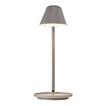 Table lamp in grey aluminium, height 47 cm, shade Ø14.5 cm, incl. dimmable 14.5W LED module, IP20, grey textile cable 180 cm