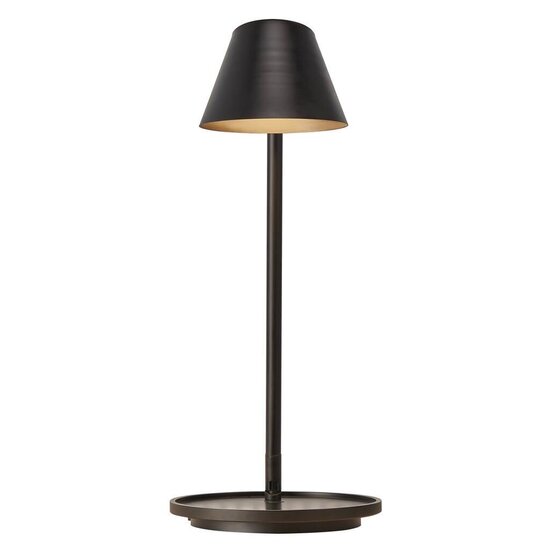 Tafellamp zwart, hoogte 47 cm, kap Ø14,5 cm, dimbare LED-module 14,5W, IP20, zwarte textielkabel 180 cm