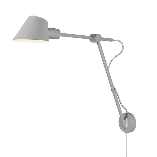 Stay wall lamp by Nordlux, adjustable arm, grey metal with aluminium, E27 socket max. 60W, IP20, height 54.5 cm