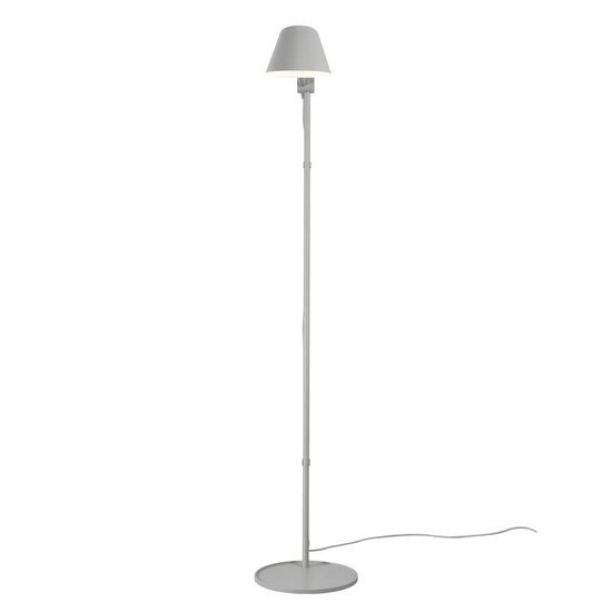 Lampadaire design moderne et minimaliste, gris métal avec aluminium, douille E27, hauteur 129,2 cm, IP20