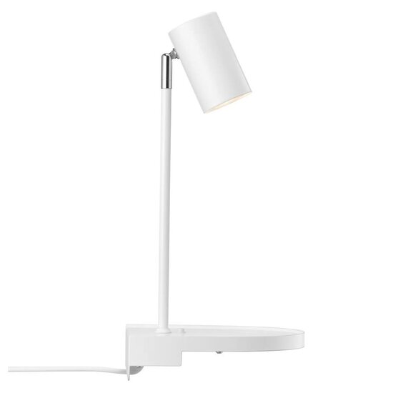 Applique murale GU10 orientable en métal blanc, abat-jour Ø6 cm, 42,9 cm de haut, IP20, classe 2, max. 15W (ampoule non incluse)