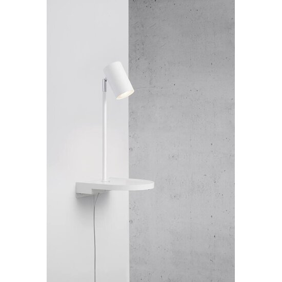 Aplique de pared GU10 orientable en metal blanco, pantalla Ø6 cm, 42,9 cm de alto, IP20, clase 2, máx. 15W (bombilla no incluida)