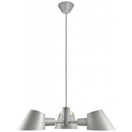 Lámpara colgante 3 luces moderna gris aluminio, casquillo E27 máx. 28W, altura 12 cm, cable 300 cm - fuente de luz no incluida