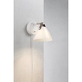 Applique en verre blanc opale avec détail en cuir, douille G9 max 28W, dimmable avec ampoule compatible, IP20, hauteur 17 cm